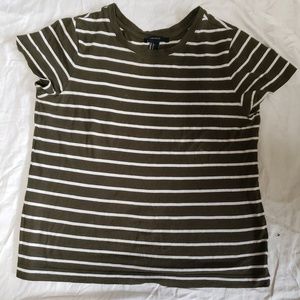 Olive green striped top